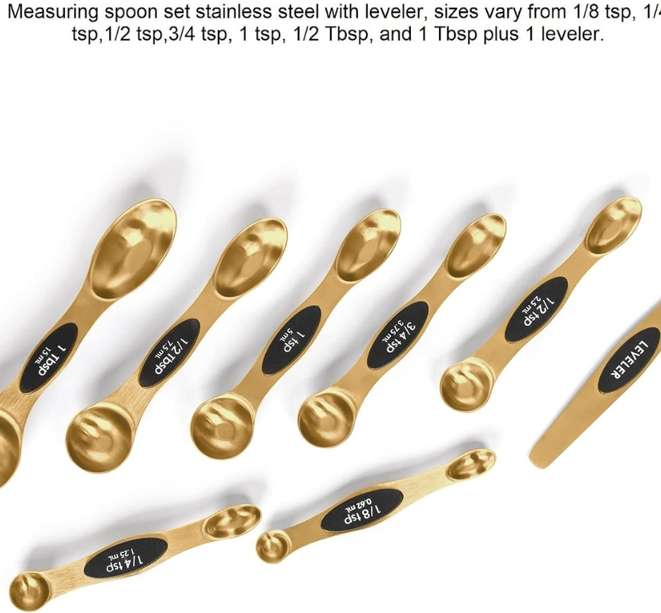 KraftedKitchen Magnetic Stainless Steel Measuring Spoons Set with Leveler