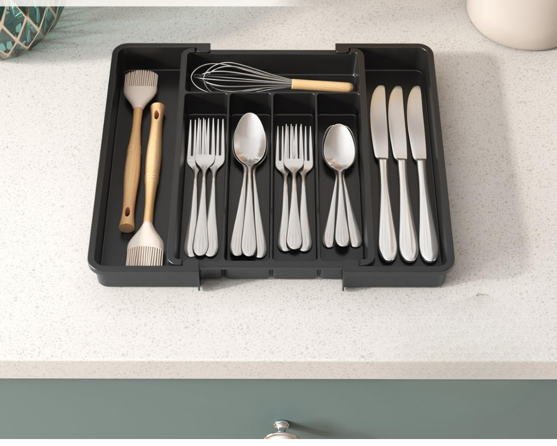 KraftedKitchen Expandable Silverware Organizer with 7 Compartments