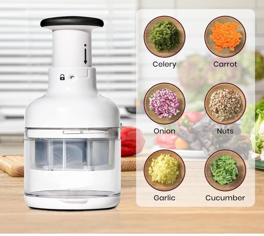 KraftedKitchen Manual Vegetable Chopper with Container and Lid