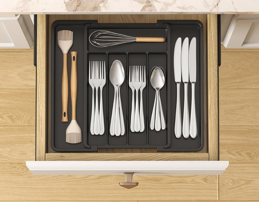 KraftedKitchen Expandable Silverware Organizer with 7 Compartments